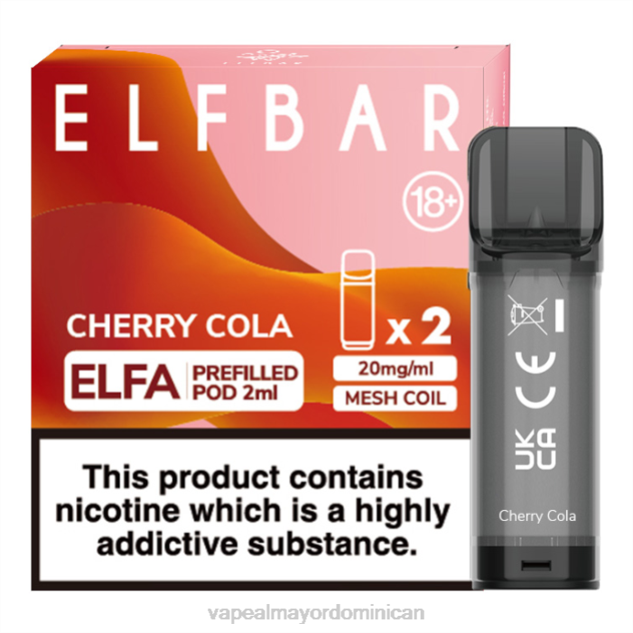 X82D322 - tienda de vapeo al por mayor cola de cereza ELFBAR Elfa cápsula precargada - 2 ml - 20 mg (paquete de 2)