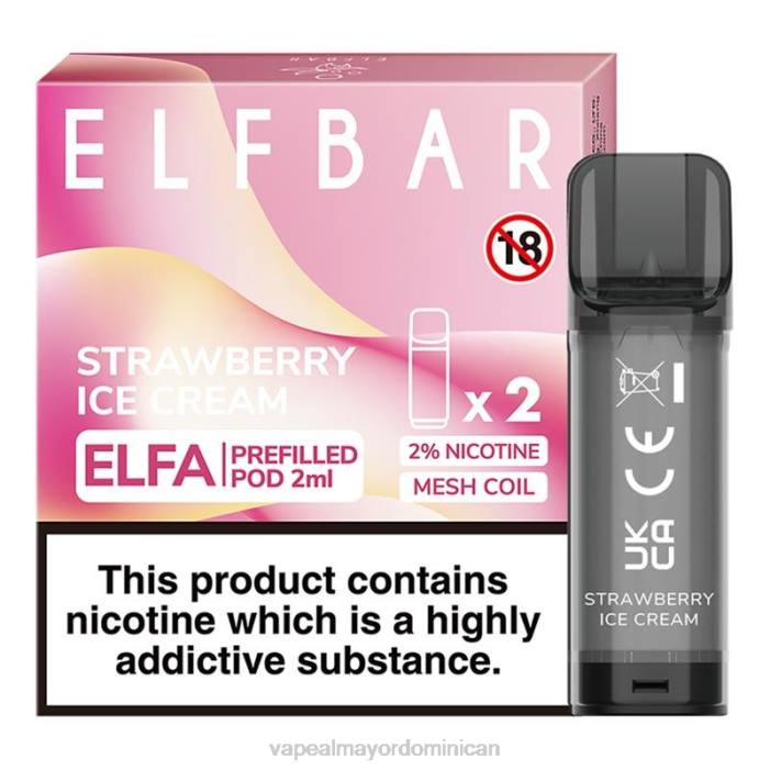 X82D324 - vape desechable helado de fresa ELFBAR Elfa cápsula precargada - 2 ml - 20 mg (paquete de 2)