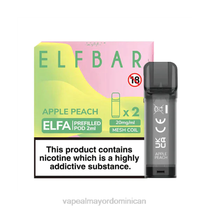X82D325 - vapeo al por mayor durazno manzana ELFBAR Elfa cápsula precargada - 2 ml - 20 mg (paquete de 2)