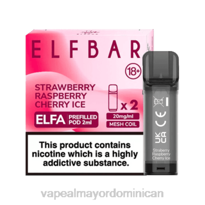 X82D336 - distribuidor vapeo al por mayor fresa frambuesa cereza hielo ELFBAR Elfa cápsula precargada - 2 ml - 20 mg (paquete de 2)