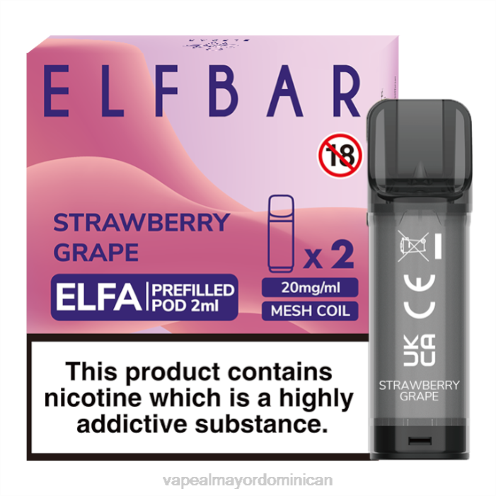 X82D337 - productos de vapeo al por mayor uva fresa ELFBAR Elfa cápsula precargada - 2 ml - 20 mg (paquete de 2)