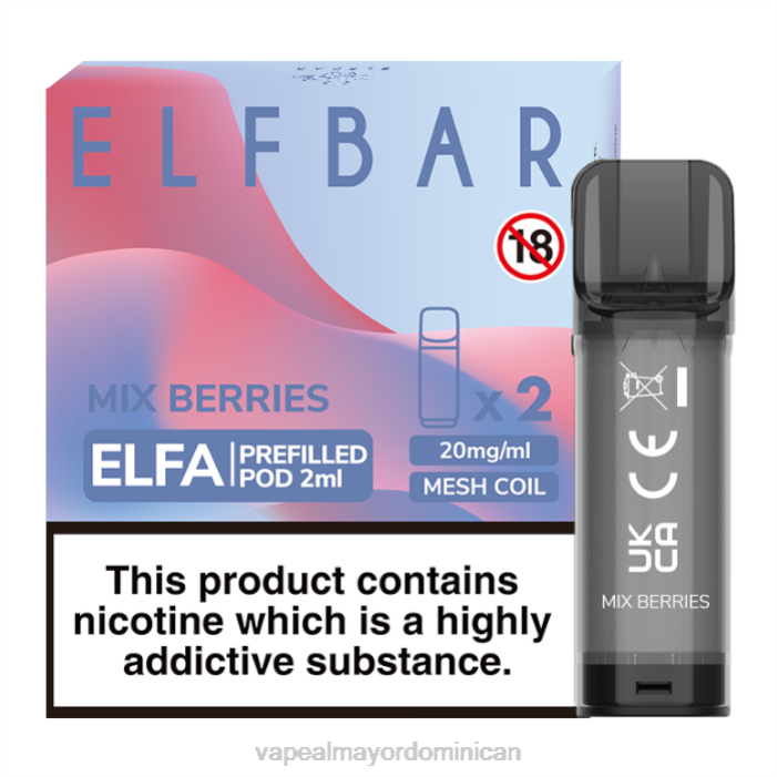 X82D339 - mayorista vape mezclar bayas ELFBAR Elfa cápsula precargada - 2 ml - 20 mg (paquete de 2)