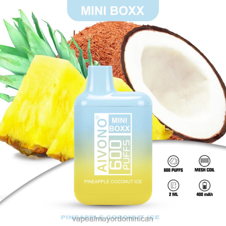 Productos De Vapeo Al Por Mayor ZFFP0238 Aivono AIM MINI BOXX 600 hielo de piña y coco