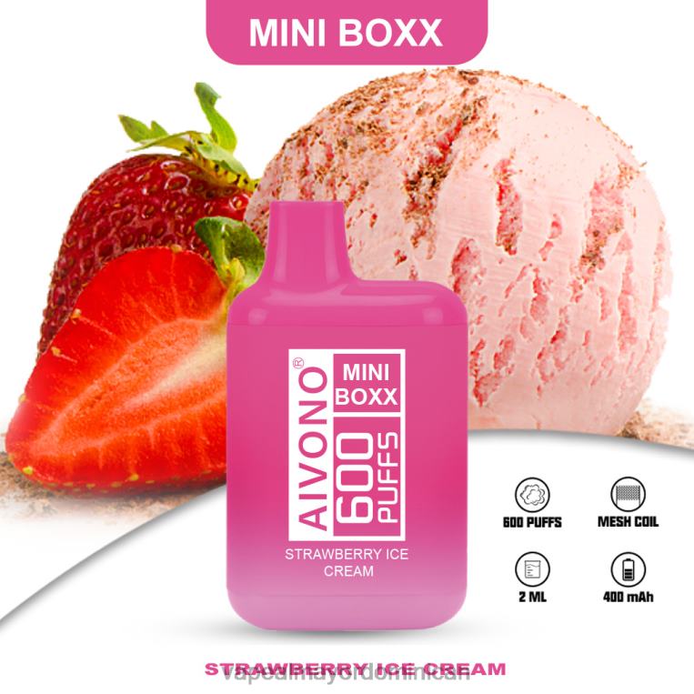 Tienda De Vapeo Al Por Mayor República Dominicana ZFFP0232 Aivono AIM MINI BOXX 600 helado de fresa