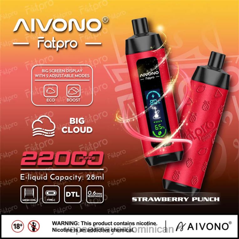 Productos De Vapeo Al Por Mayor ZFFP08 Aivono Fatpro 22000 ponche de fresa