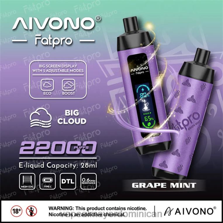 Tienda De Vapeo Al Por Mayor República Dominicana ZFFP02 Aivono Fatpro 22000 menta de uva
