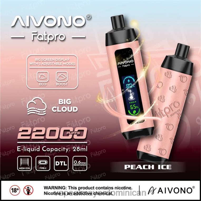 Vapeo Al Por Mayor ZFFP05 Aivono Fatpro 22000 hielo de durazno