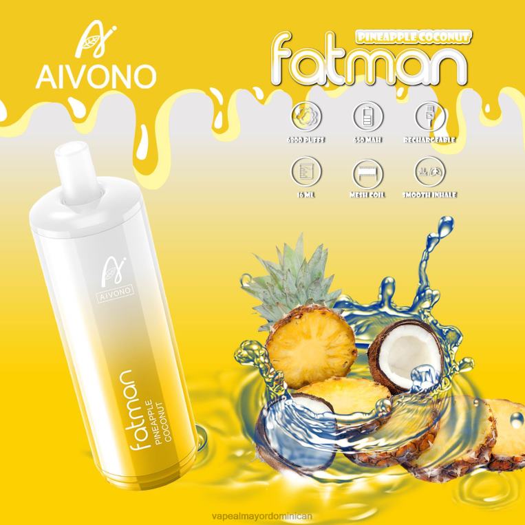 Liquido De Vape Al Por Mayor En República Dominicana ZFFP029 Aivono FATMAN 6800 coco piña