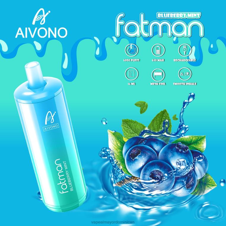 Tienda De Vapeo Al Por Mayor República Dominicana ZFFP022 Aivono FATMAN 6800 menta de arándanos