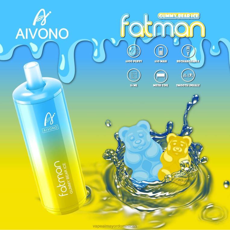 Tienda De Vapeo Al Por Mayor República Dominicana ZFFP032 Aivono FATMAN 6800 hielo de osito de goma
