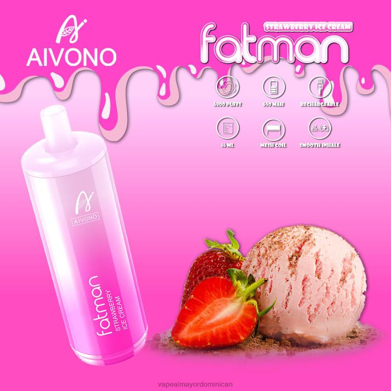 Vape Al Mayor Dominican ZFFP021 Aivono FATMAN 6800 helado de fresa