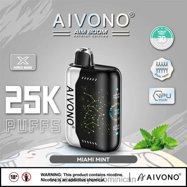 Liquido De Vape Al Por Mayor En República Dominicana ZFFP0349 Aivono AIM BOOM 25000 menta de miami