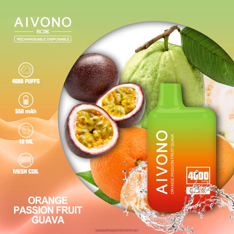 Tienda De Vapeo Al Por Mayor República Dominicana ZFFP0212 Aivono AIM BOXX 4000 guayaba naranja y maracuyá