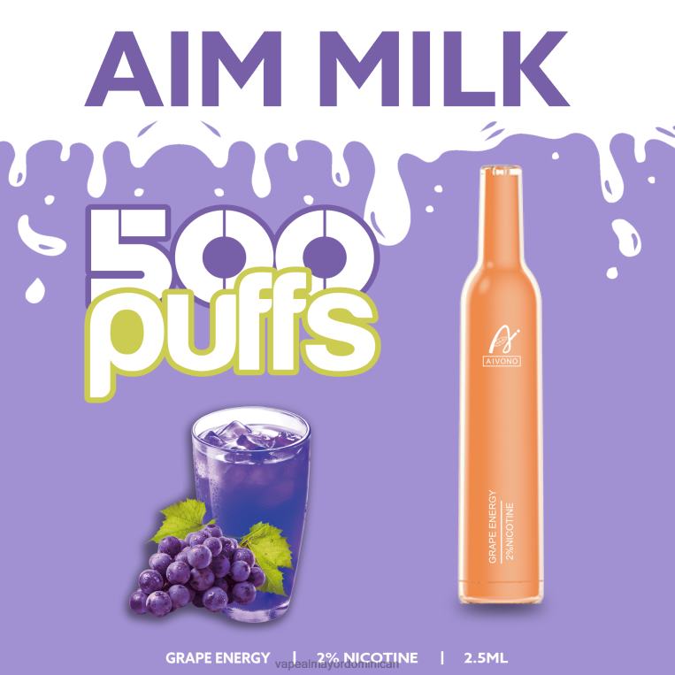 Vapeo Al Por Mayor ZFFP0265 Aivono AIM MILK 500 energía de la uva