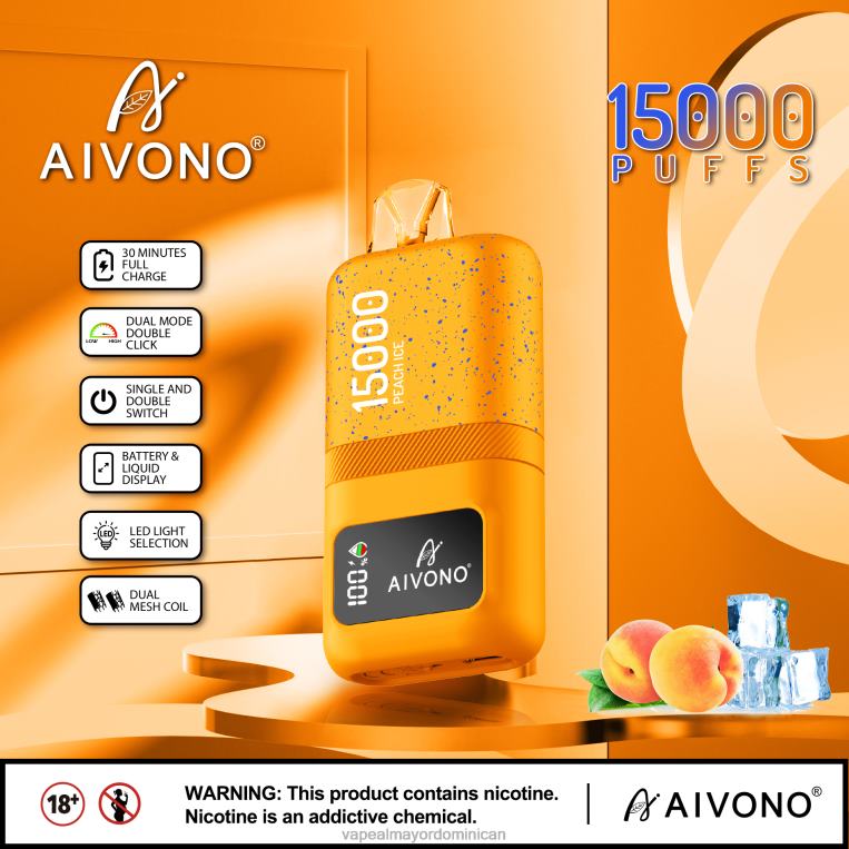 Liquido De Vape Al Por Mayor En República Dominicana ZFFP059 Aivono AIM magic 15000 hielo de durazno