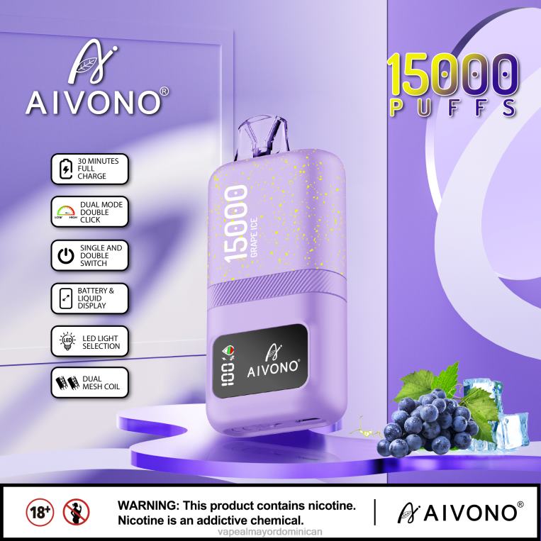 Mayorista Vape ZFFP060 Aivono AIM magic 15000 hielo de uva