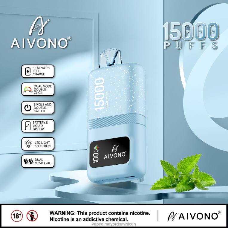 Tienda De Vapeo Al Por Mayor República Dominicana ZFFP062 Aivono AIM magic 15000 menta fresca