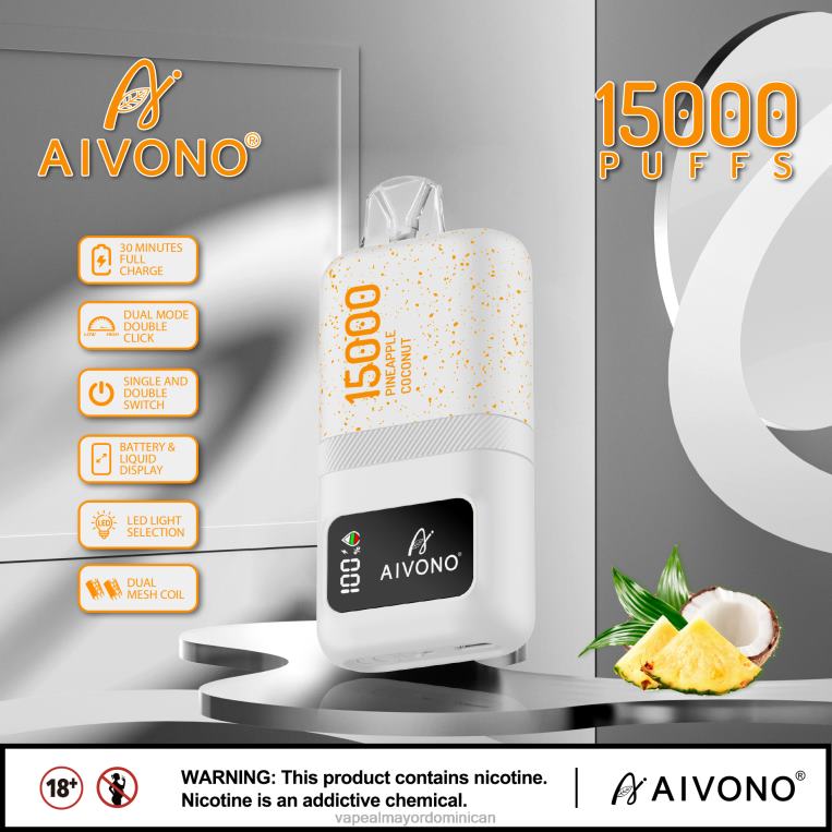Tienda De Vapeo Al Por Mayor República Dominicana ZFFP072 Aivono AIM magic 15000 coco piña