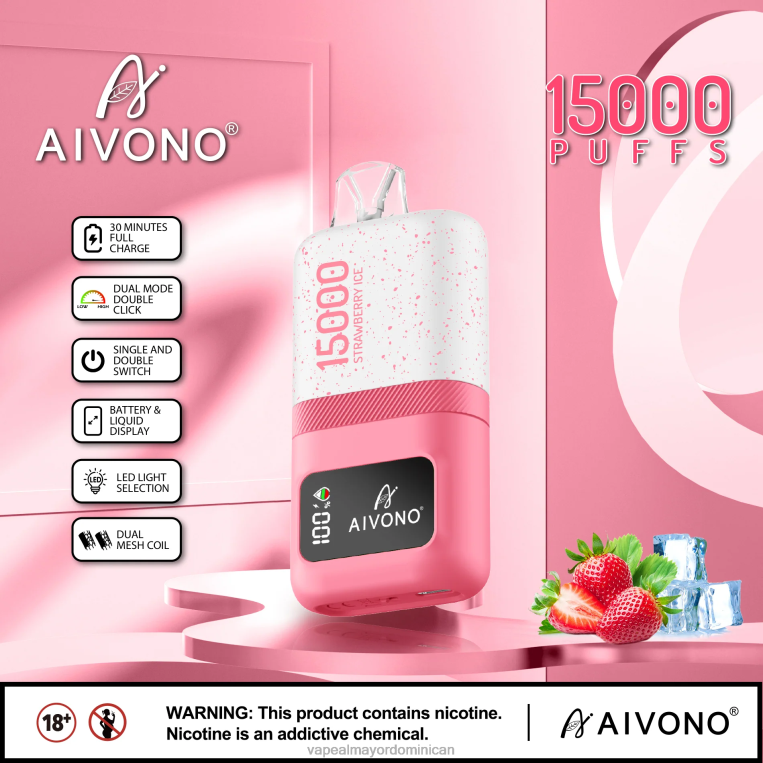 Vape Al Mayor Dominican ZFFP071 Aivono AIM magic 15000 hielo de fresa