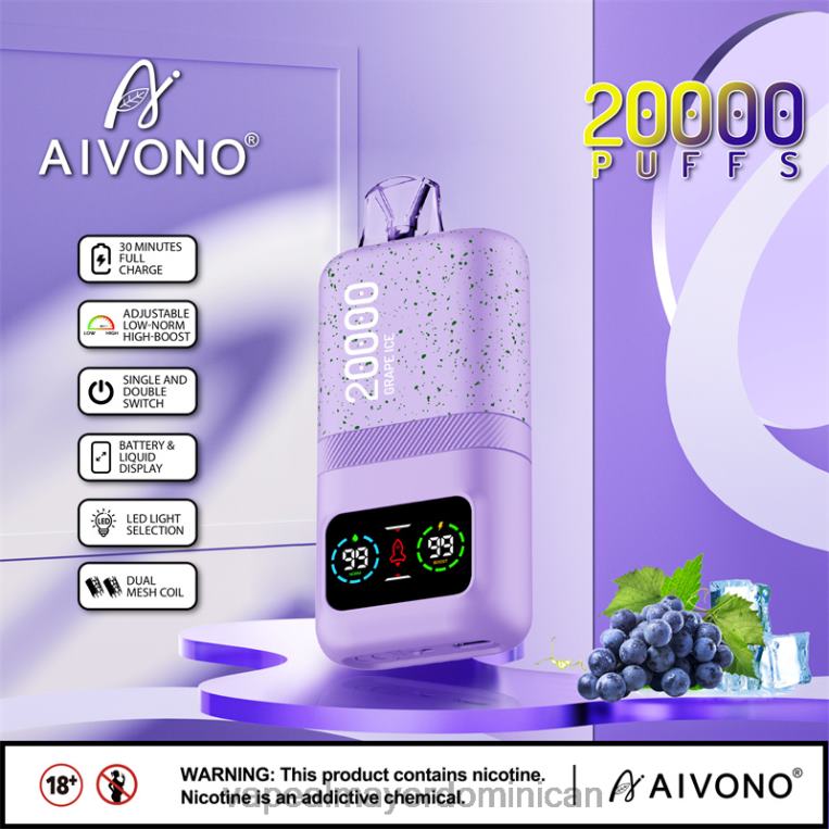 Distribuidor Vapeo Al Por Mayor ZFFP086 Aivono AIM magic 20000 hielo de uva