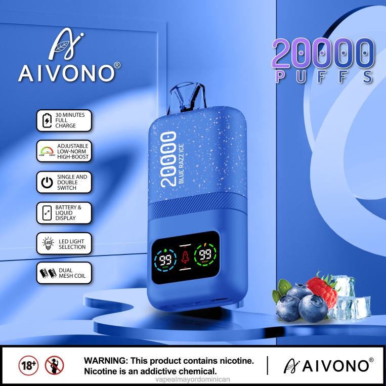 Liquido De Vape Al Por Mayor En República Dominicana ZFFP079 Aivono AIM magic 20000 hielo azul