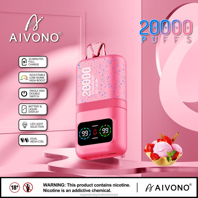 Mayorista Vape ZFFP080 Aivono AIM magic 20000 helado de fresa