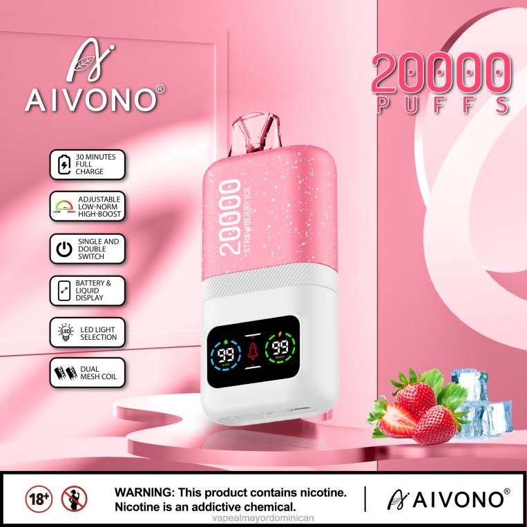 Vape Desechable ZFFP074 Aivono AIM magic 20000 hielo de fresa