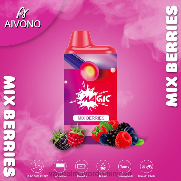 Mayorista Vape ZFFP0100 Aivono AIM MAGIC cigarrillo de caja de 5800 bocas mezclar bayas