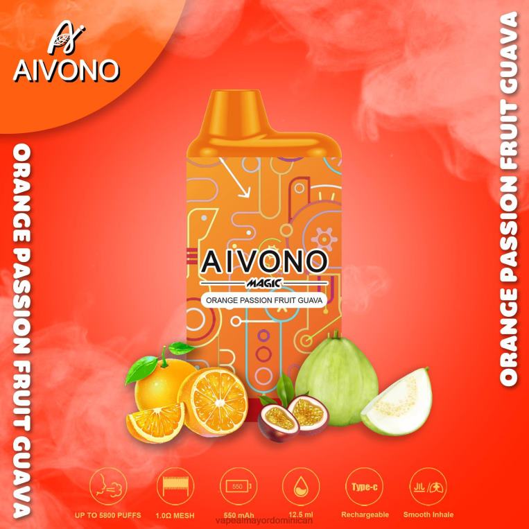 Mayorista Vape ZFFP090 Aivono AIM MAGIC cigarrillo de caja de 5800 bocas naranja maracuyá guayaba