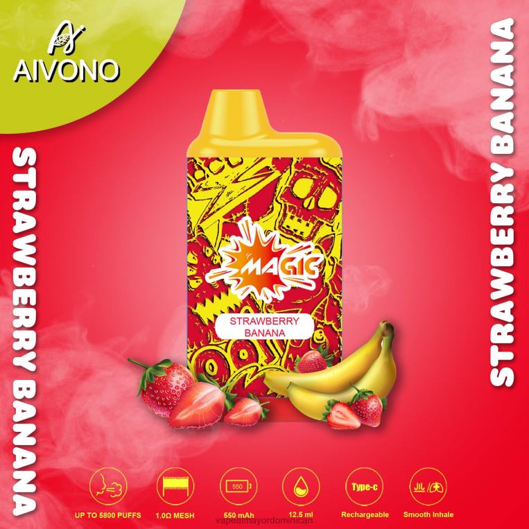 Mayorista Vapeo ZFFP093 Aivono AIM MAGIC cigarrillo de caja de 5800 bocas plátano fresa