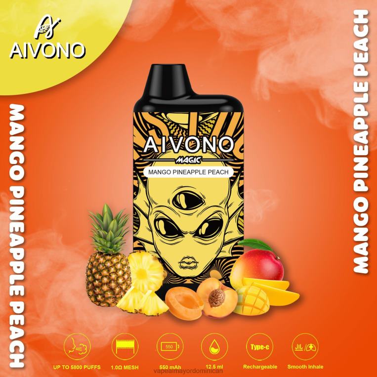 Productos De Vapeo Al Por Mayor ZFFP088 Aivono AIM MAGIC cigarrillo de caja de 5800 bocas mango piña durazno