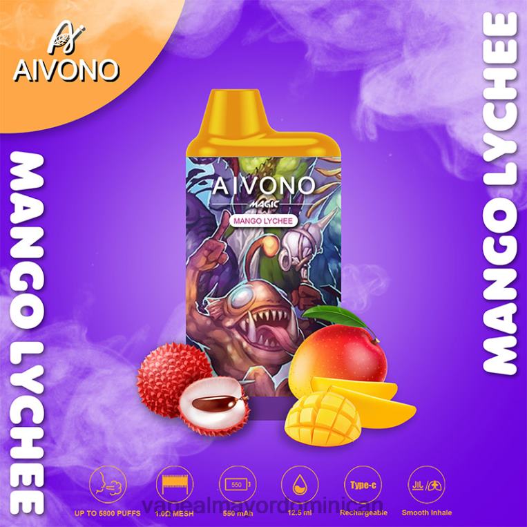 Productos De Vapeo Al Por Mayor ZFFP098 Aivono AIM MAGIC cigarrillo de caja de 5800 bocas lichi de mango