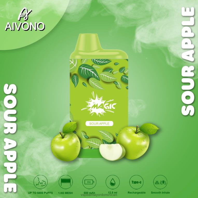 Tienda De Vapeo Al Por Mayor ZFFP087 Aivono AIM MAGIC cigarrillo de caja de 5800 bocas manzana agria