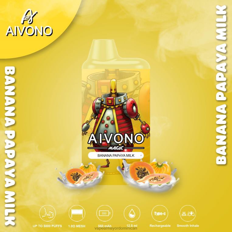 Vape Desechable ZFFP094 Aivono AIM MAGIC cigarrillo de caja de 5800 bocas leche de plátano y papaya