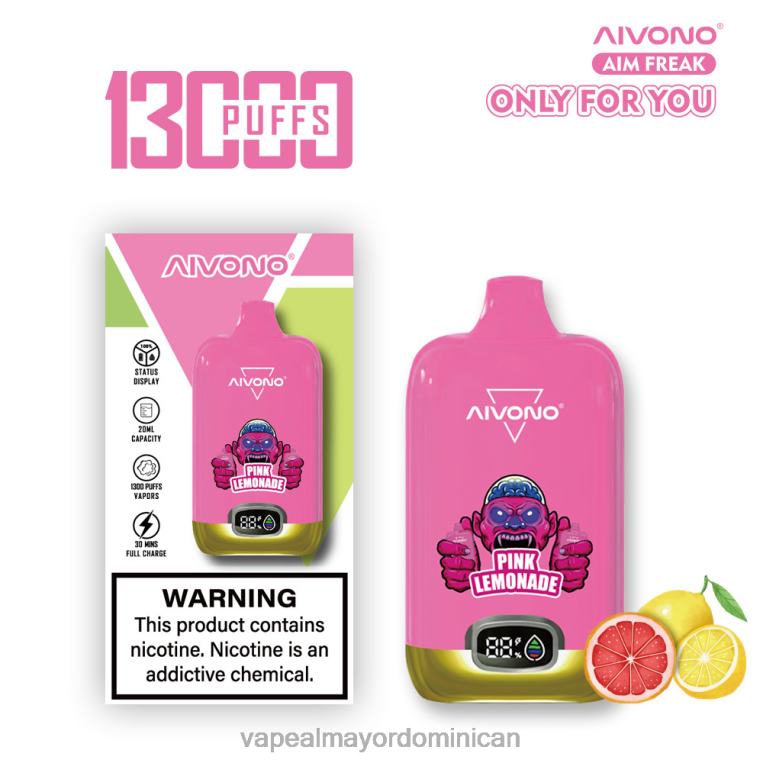 Liquido De Vape Al Por Mayor En República Dominicana ZFFP0249 Aivono AIM FREAK 13000 limonada rosa