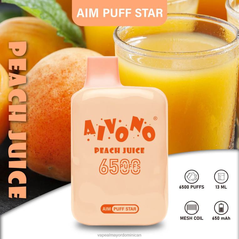 Liquido De Vape Al Por Mayor En República Dominicana ZFFP0289 Aivono AIM PUFF STAR 6500 jugo de durazno