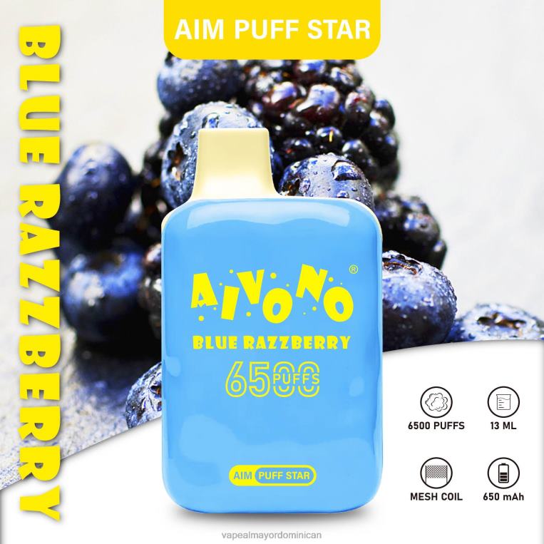 Tienda De Vapeo Al Por Mayor República Dominicana ZFFP0292 Aivono AIM PUFF STAR 6500 frambuesa azul