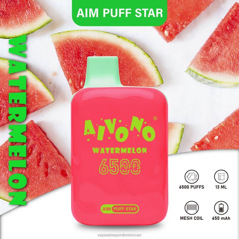 Vape Al Mayor Dominican ZFFP0291 Aivono AIM PUFF STAR 6500 sandía