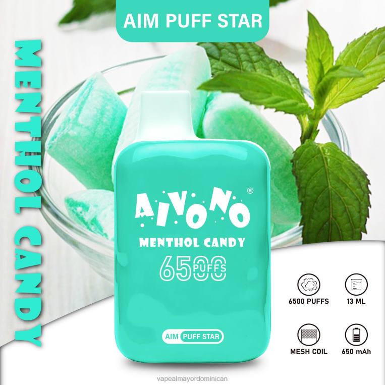 Vapeo Al Por Mayor ZFFP0295 Aivono AIM PUFF STAR 6500 caramelo mentolado