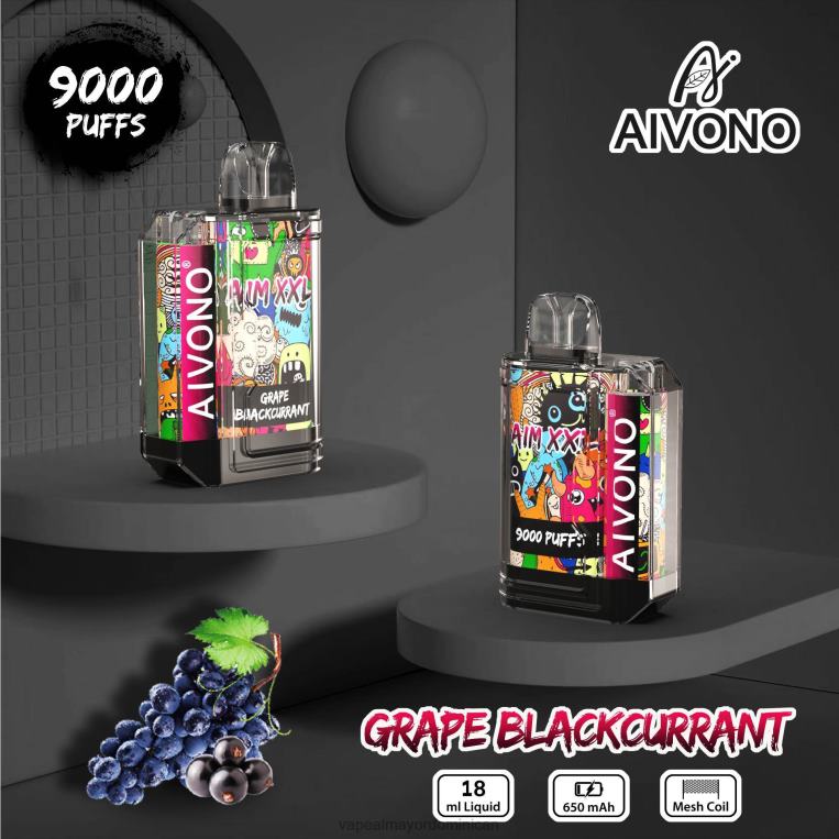 Distribuidor Vapeo Al Por Mayor ZFFP056 Aivono AIM XXL 9000 pegatina boca transparente grosella negra de uva