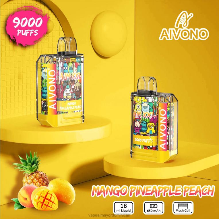 Liquido De Vape Al Por Mayor En República Dominicana ZFFP049 Aivono AIM XXL 9000 pegatina boca transparente mango piña durazno