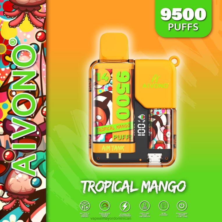 Liquido De Vape Al Por Mayor En República Dominicana ZFFP039 Aivono AIM TANK 9500 mango tropical