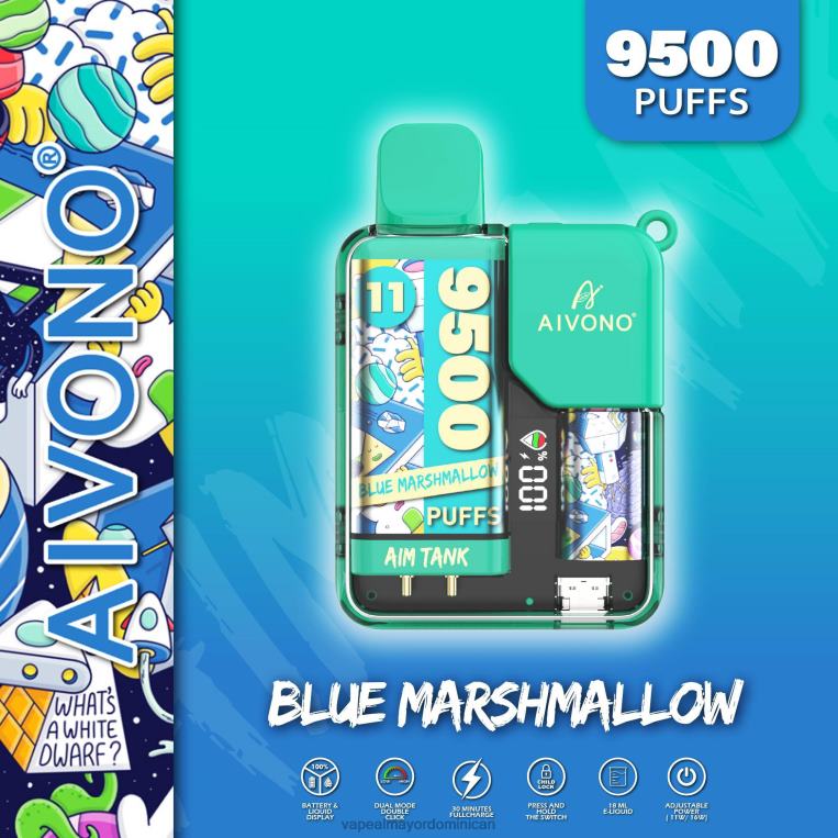 Tienda De Vapeo Al Por Mayor República Dominicana ZFFP042 Aivono AIM TANK 9500 malvavisco azul
