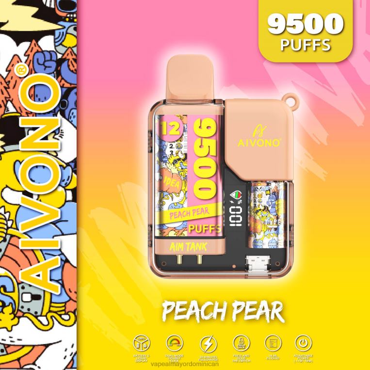 Vape Al Mayor Dominican ZFFP041 Aivono AIM TANK 9500 pera durazno