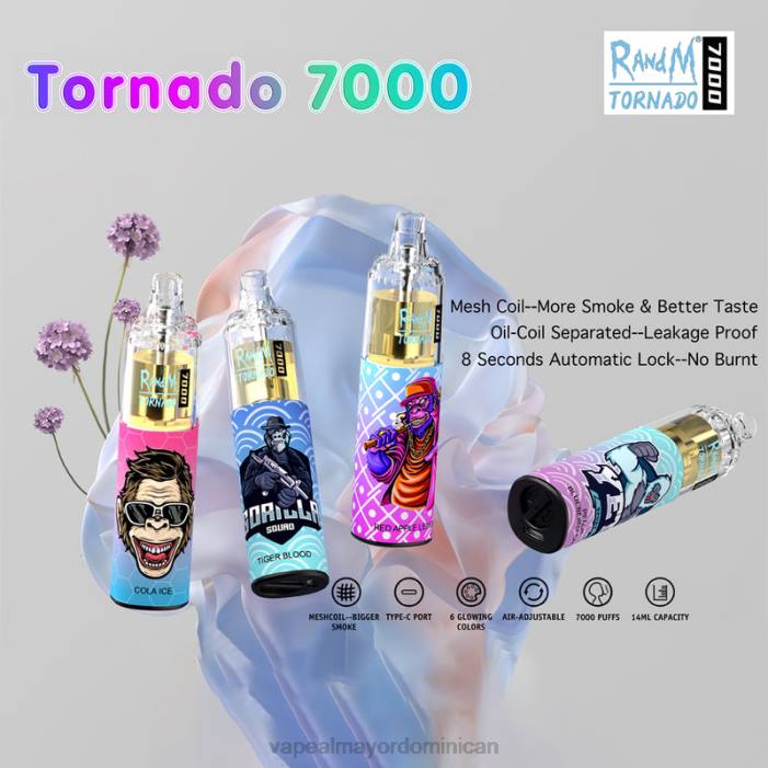 X82D1 - vape al mayor Dominican desechable RandM Tornado 7000 5%