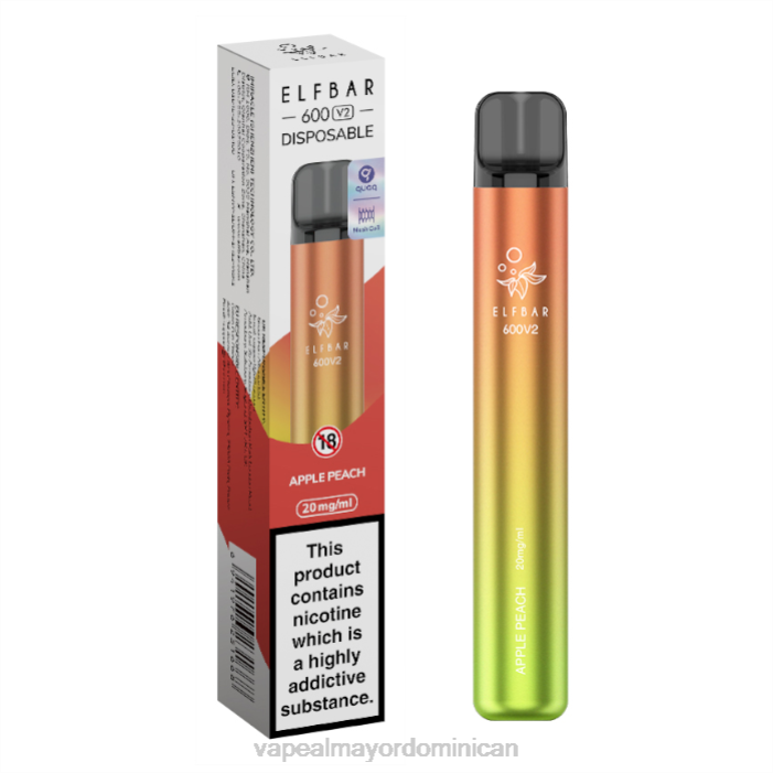 X82D270 - tienda de vapeo al por mayor República Dominicana durazno manzana ELFBAR 600V2 20 mg