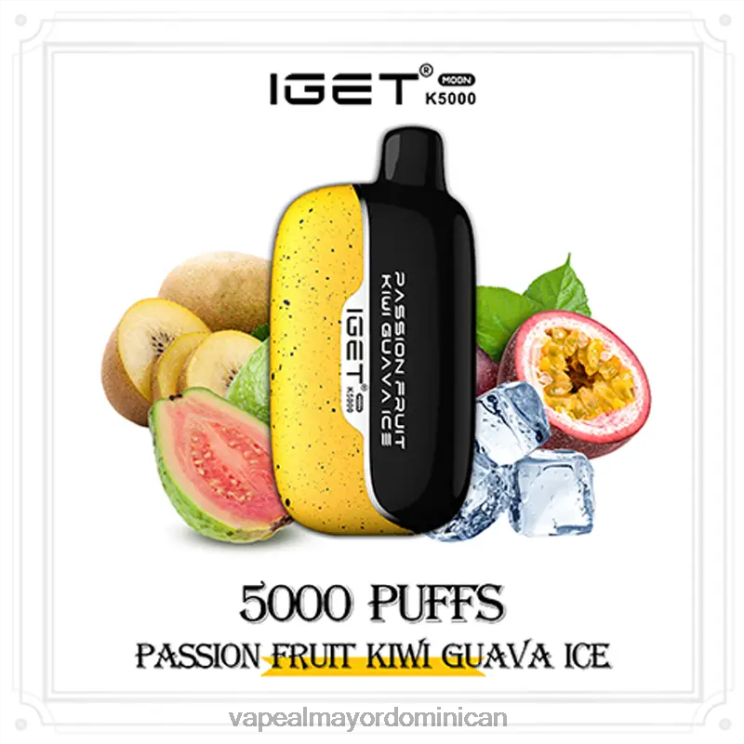 Tienda De Vapeo Al Por Mayor República Dominicana 2P60X2 IGET Moon k5000 maracuyá kiwi hielo de guayaba