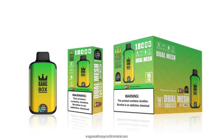 Bang Box 18000 bocanadas sandia mango durazno 6H0X0489 Vape Al Mayor Dominican