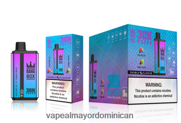 Bang Box 30000 inhalaciones de dos sabores. hielo azul razz y uva doble 6H0X0472 Vape Desechable