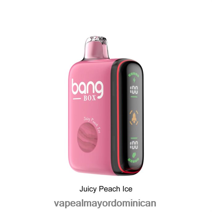 Bang Box Pantalla de potencia inteligente de 9000-18000 inhalaciones jugoso hielo de durazno 6H0X0429 Liquido De Vape Al Por Mayor En República Dominicana